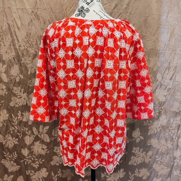 Ruby Rd. Red and White Blouse, Size Petite Large, Like New! - Picture 4 of 5